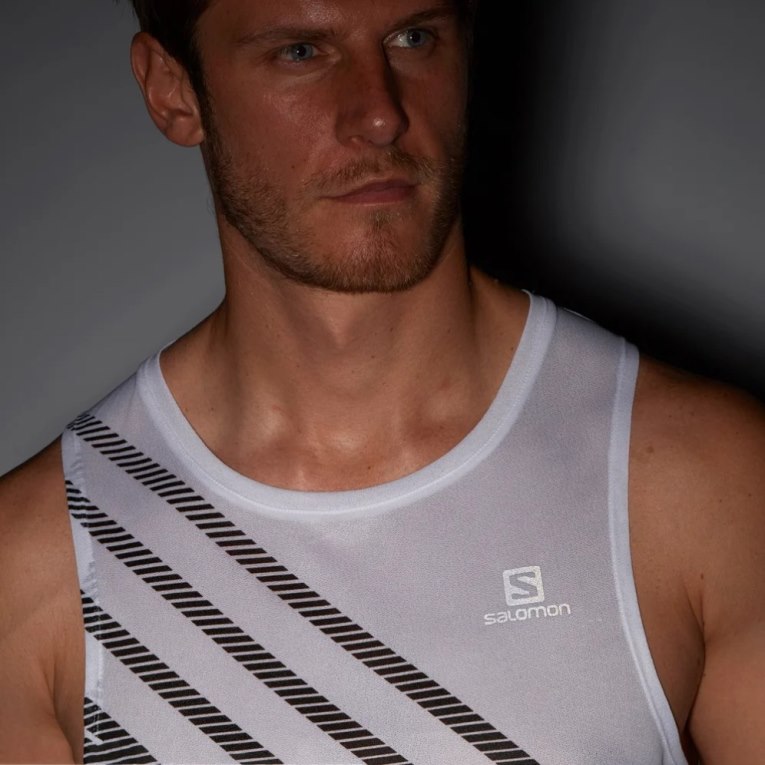 White / Blue Salomon Sense Aero Singlet Men's Tanks | PH 21850C